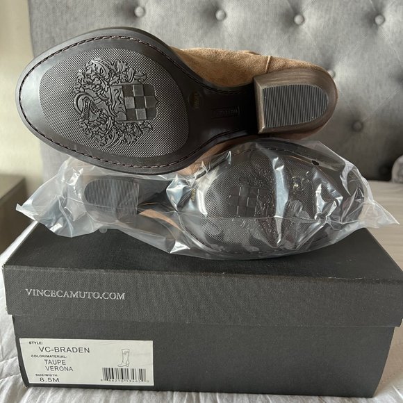 Vince Camuto Braden Verona Leather Tall Boots in Taupe Suede - Picture 4 of 6